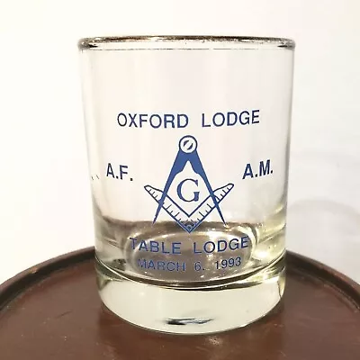 Masonic Oxford Table Lodge 1993 Vintage Freemasonry Shot Glass Mason Wide Mouth • $8.99