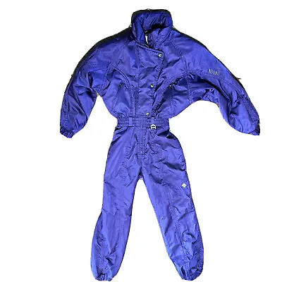 Descente Vintage Ski Suit-Purple Shimmer-Gold Lined-Snowsuit-Retro 80s-Size 6 • $189