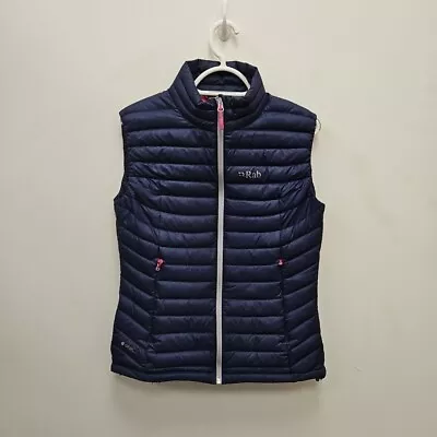 RAB Womens Microlight Down Puffer Vest Gilet Pertex Nikwax Navy Small UK 10 • £59.99