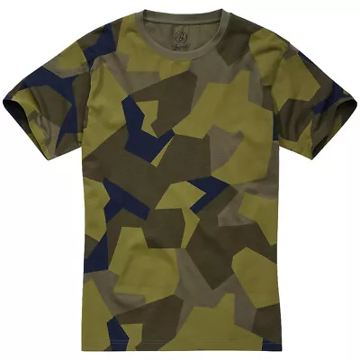 Brandit T-shirt Cotton Top Casual Tactical Mens Hunting Swedish Camo M90 Camo • £13.95