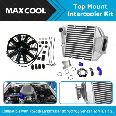 Intercooler Kit & Fan Suitable For Toyota Landcruiser 80 100 105 Series 1HZ 4.2L • $330.59