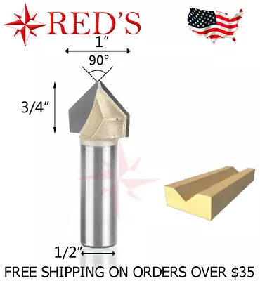 Tideway Carbide PRO LC03011608 1  90 V Groove 1/2  Shank Router Bit • $5.99