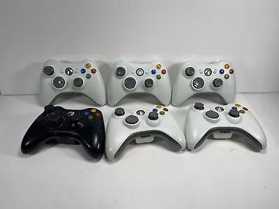 Lot Of 6 Microsoft Xbox 360 Wireless Controllers Black And White OEM • $59.99