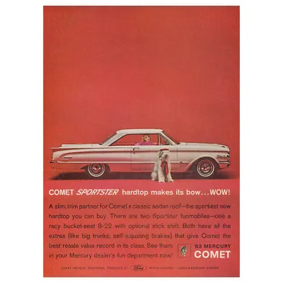 1963 Mercury Comet Sportster: Hardtop Makes It Bow Wow Vintage Print Ad • $6.75