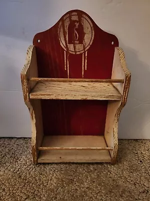 Vintage Red & White Universal Wooden Spice Cabinet W/2 Shelves! • $30