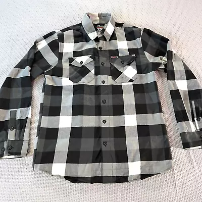 Dixxon Flannel Shirt Mens Medium Black White Finish Line Long Sleeve Casual • $49.99