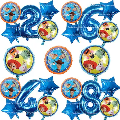 Toy Story 4 Birthday Balloons Party Decorations Woody Forky Blue Number Age Kids • £8.99