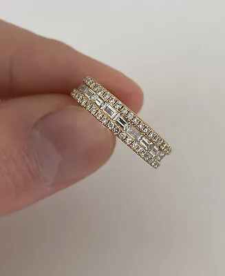 £2000 • Buy 18ct Rose Gold Diamond Baguette & Round Cut Full Eternity Ring 18K 750.