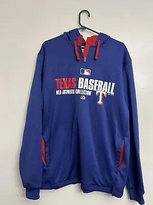 Men's Texas Rangers Majestic Royal/Red Authentic Collection Performance Hoodie • $24.47