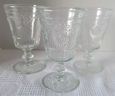 Set Of 3 La Rochere  Versailles  Shells/Scrolls 14oz Clear Glass Water Goblets  • $29.99