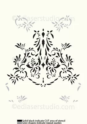 Damask Stencil Floral Pattern French Reusable Shabby Paint Furniture Wall FL102 • £4.99