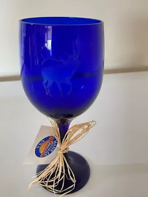 Mill Creek Creations Etched Wine Glass (elk Motif Blue Color) • $10