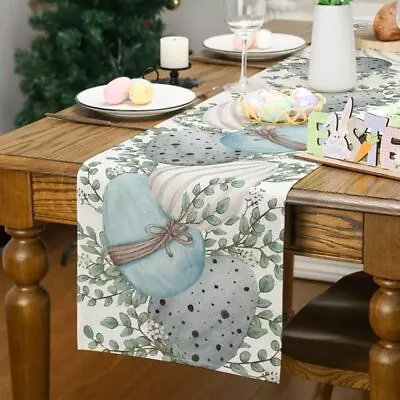 Happy Easter Linen Table Runner Easter Egg Decoration Home Dining Table Runner • $15.43