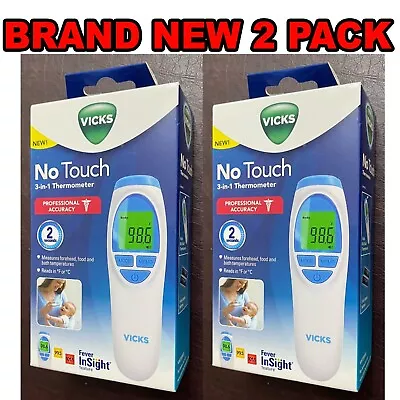 Vicks No Touch 3 In 1 Thermometer Measures Forehead Food Bath Temp New 2pks • $15