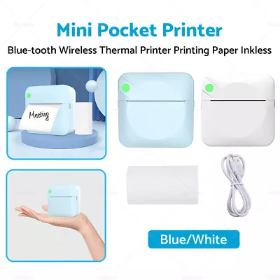 $32.89 • Buy Mini Printer Wireless Photo Printer Blue-tooth Pocket Thermal Inkless Portable