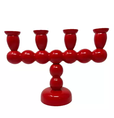 Vintage Swedish Scandinavian Red Wood Candelabra 4 Candle Swallings MCM • $23.99