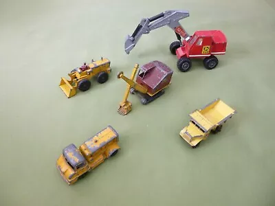 4X EARLY LESNEY MAJOR PACK DIGGER No4. TRACTOR SHOVEL & 1970 KINGSIZE EXCAVATOR • £12