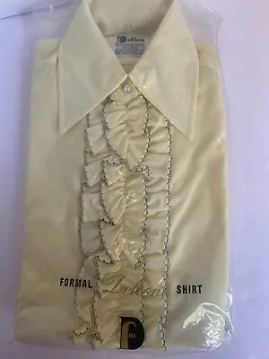 Vintage Delton Shirt Mens Small Yellow Ruffle Permanent Press Formal Tuxedo NOS • $38.95