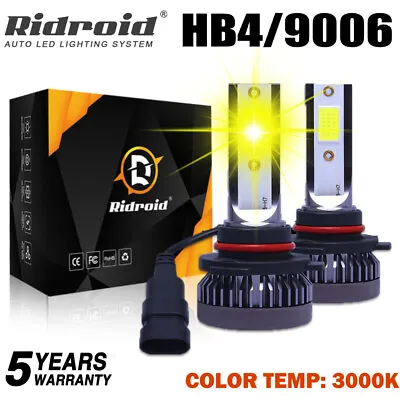 Pair 9006 HB4 3000K Yellow LED Headlight Super Bright Fog Driving Light Bulb Kit • $10.99