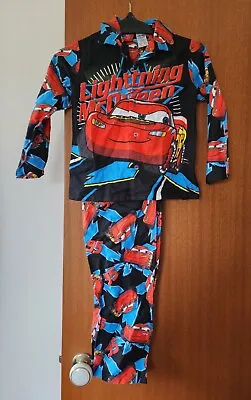 Disney Cars Boys Lightning McQueen Black Printed Flannel Pyjama Set Size 5 NOS • $12.95