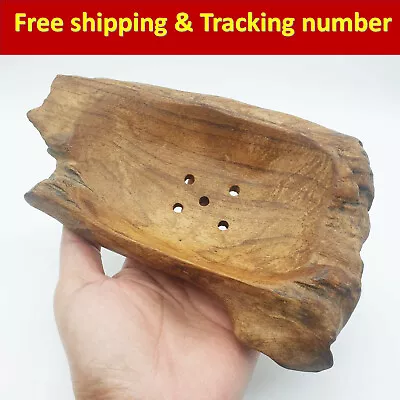 Hand Carved Wood Teak Wooden Bowl Box Natural Fruit Soap Dish Vintage • $24.92