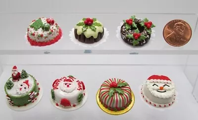 Dollhouse Miniature Handcrafted Christmas Holiday Cake - 8 Design Options • $5.84