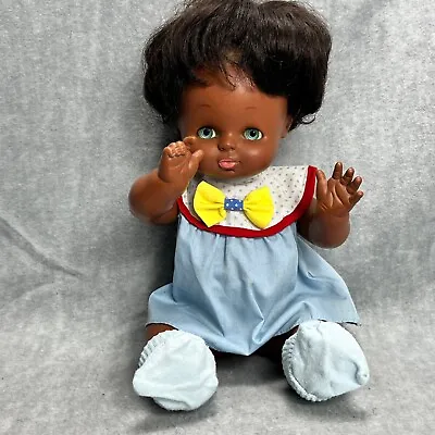 Famosa Vtg Black Baby Doll Sleep Eyes Rooted Hair Posable 12in • $29.99