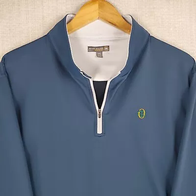 PETER MILLAR X OAKMONT Size 2XL Perth 1/4 Zip Mens Pullover Blue Golf Wicking • $109.25