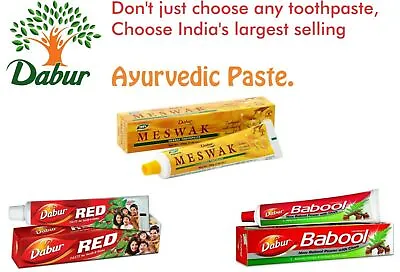 Dabur Toothpaste Meswak Red Babool Miswak Herbal Non Flouridated Dental Care • £8.47