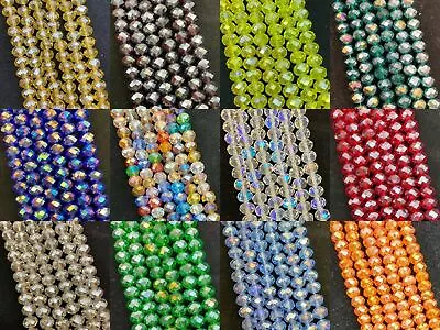 Faceted AB Rondelle / Abacus Crystal Glass Beads Strand - Rainbow / Lustered • £2.55