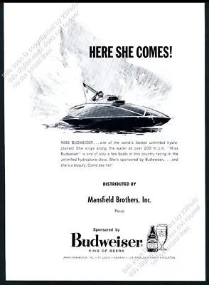 1967 Miss Budweiser Hydroplane Boat Art Budweiser Beer Vintage Print Ad • $9.99