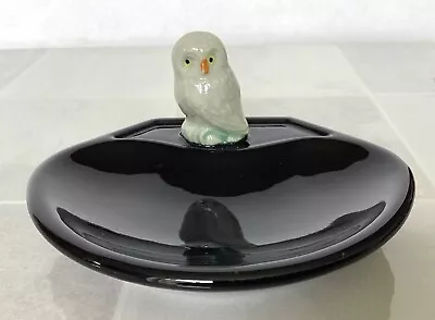 Wade Whimsies Whimtray Black Ceramic Pin Dish With Snowy Owl • £9.50