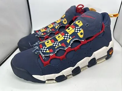 Nike Air More Money Mens Size 9.5 Blue Red Athletic Shoes Sneakers AR5396-400 • $35.08