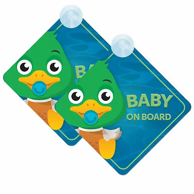 Baby On Board Car Signs (2pcs) For Boy/Girl Twin Pack Of Baby Duck Design  • £7.49