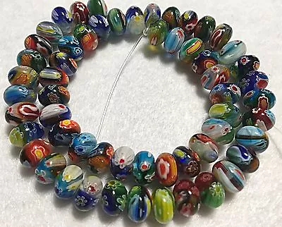 Millefiori Glass 10 X 6mm Rondelles Approximately 55 Beads Per Strand • $4.98