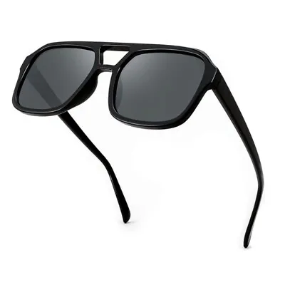 Black Plastic Frame Vintage Trendy Shades Aviator Large Mens Women's Sunglasses • $15.99