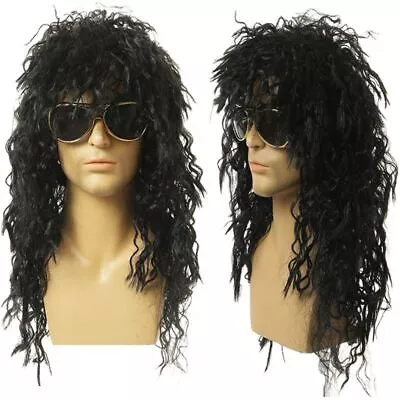 New Long Curly Synthetic Wigs For Men Cosplay Wigs Male Curly Hair Blonde Wigs • £8.99