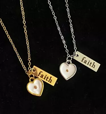 Silver Or Gold Mustard Seed Faith Heart Necklaces Christian Jewelry • $10.99