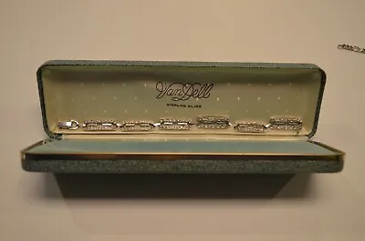 Vintage Sterling Silver Van Dell Textured Panel Link Bracelet 8  Original Box • $49.99