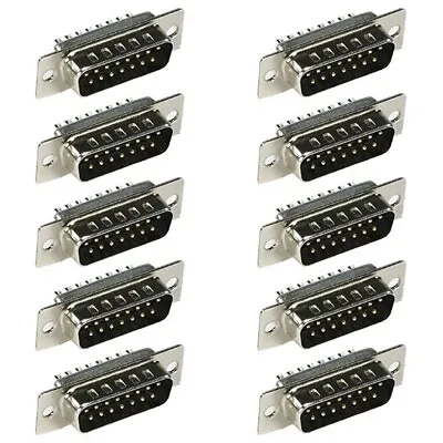 10x D-SUB 15-Pin DB15 Male Plug Assembly Solder Connector Cup Socket • $14.82