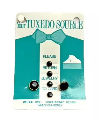 Vintage Tuxedo Button Covers And Cufflinks Black Enamel Gold Tone • $9.99