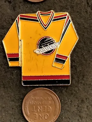 80's NHL Hockey Vancouver  Canucks Logo Yellow Jersey Lapel Pin • $7.99