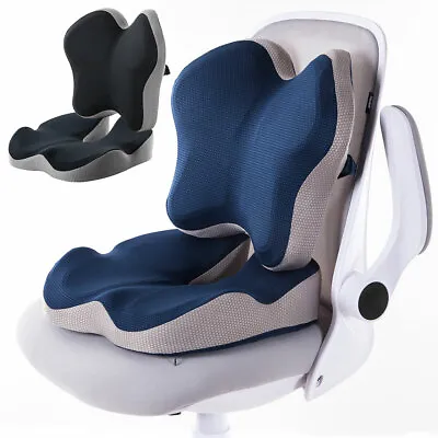 $58.89 • Buy Ergonomic Office Car Home Chair Seat Cushion And Lumbar Support Pillow Combo Set