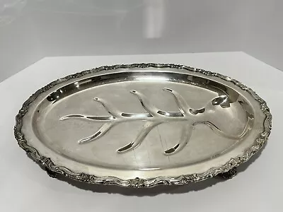 F B Rogers Silver Co Footed Silver Serving Tray Platter Tree Of Life 17.5  #6004 • $39.99