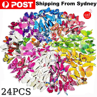 24X 3D Butterfly Wall Removable Sticker Decals Kids Art Nursery Decor Magnets AU • $4.52