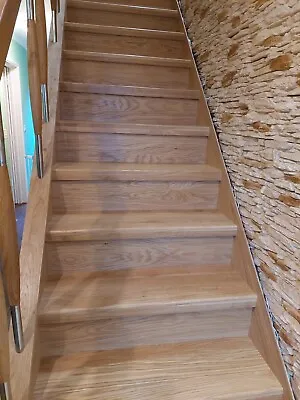 Solid Wood Oak Timber Stair Cladding 1000mm Wooden Staircase Tread • £65.99