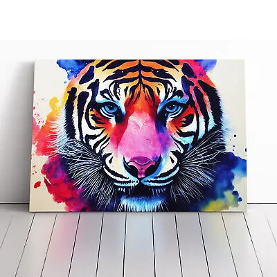 Tiger In Colour Canvas Wall Art Print Framed Picture Decor Living Room Bedroom • £34.95