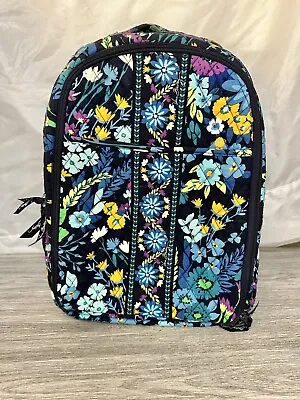 Vera Bradley Quilted Backpack Midnight Blues Floral Pattern Book Bag • $26.99