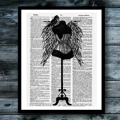 Modern Art Print Steampunk Vintage Dictionary Poster Wings Sewing Home Decor • $8