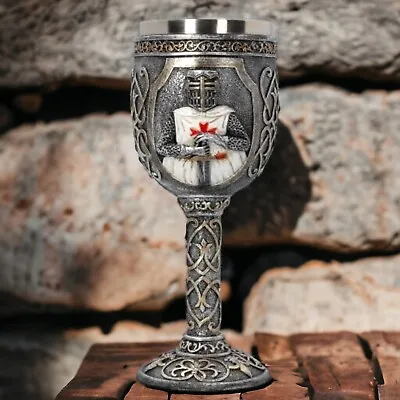 Templar Knight Chalice Gothic Medieval Decor Goblet Antique-Style Crusader Cup • $42.49